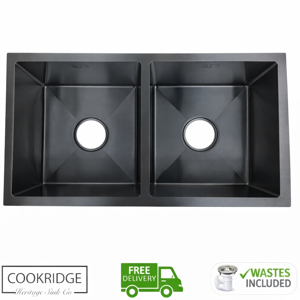 Inset / Undermount Double Bowl Kitchen Sink Black