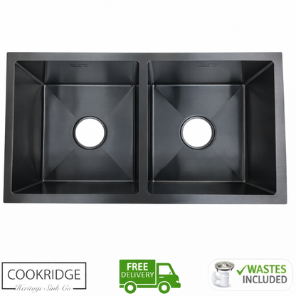Inset / Undermount Double Bowl Kitchen Sink Black