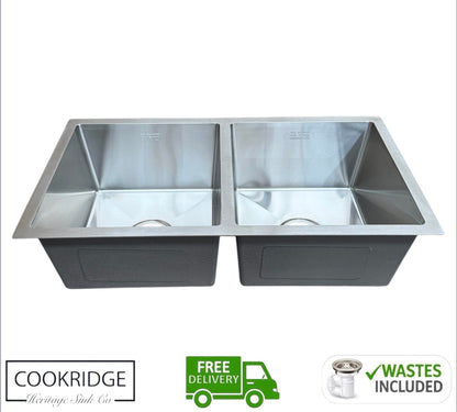 Inset / Undermount Double Bowl Kitchen Sink Stainless