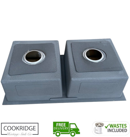 Inset / Undermount Double Bowl Kitchen Sink Black