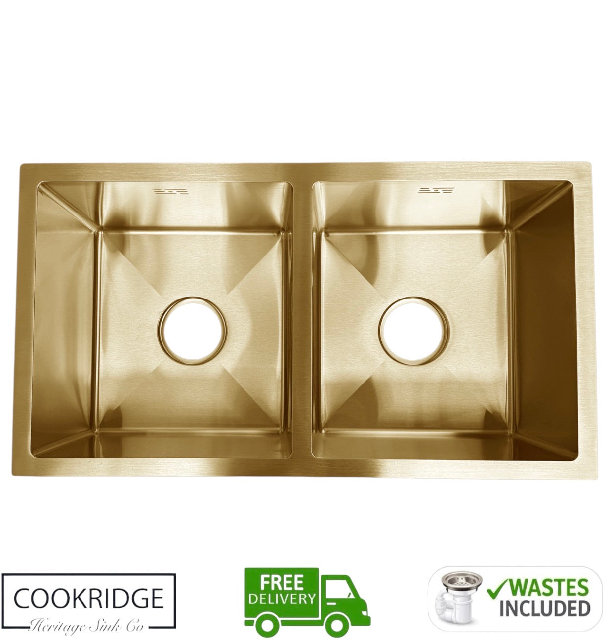 Inset / Undermount Double Bowl Kitchen Sink Gold