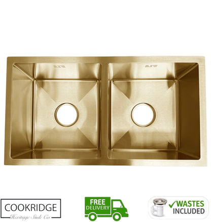 Inset / Undermount Double Bowl Kitchen Sink Gold