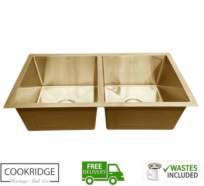 Inset / Undermount Double Bowl Kitchen Sink Gold