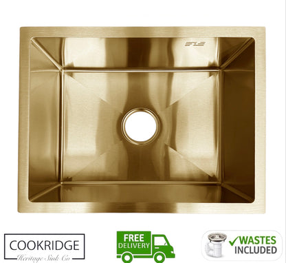 Inset / Undermount Single Bowl Kitchen Sink Gold