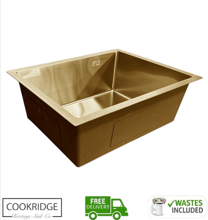 Inset / Undermount Single Bowl Kitchen Sink Gold