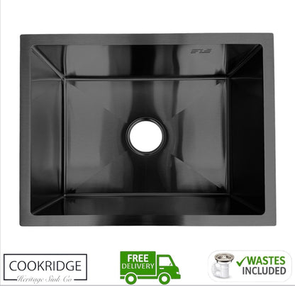 Inset / Undermount Single Bowl Kitchen Sink Black Gunmetal