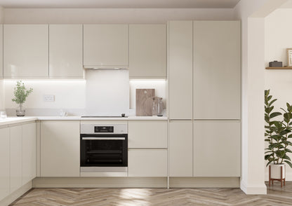 Ivory cream J-Pull Handleless Door kitchen with integrated oven