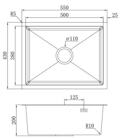 Inset / Undermount Single Bowl Kitchen Sink Stainless